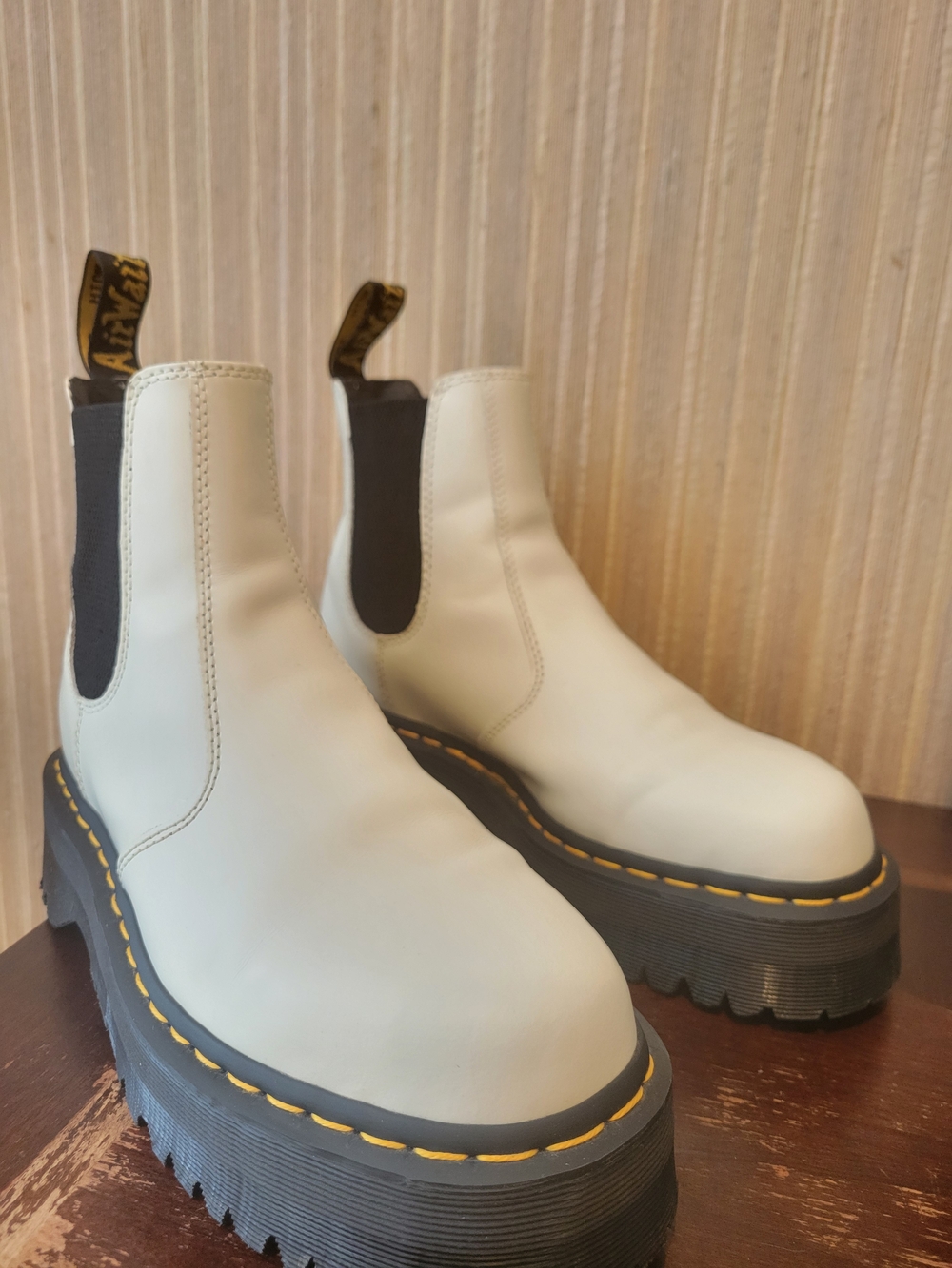 Dr. Martens White Platform Chelsea Boots 2976 Quad Size 8